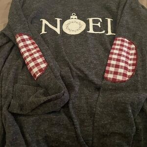 Southern Grace Gray Noel Sweater with Red Accents